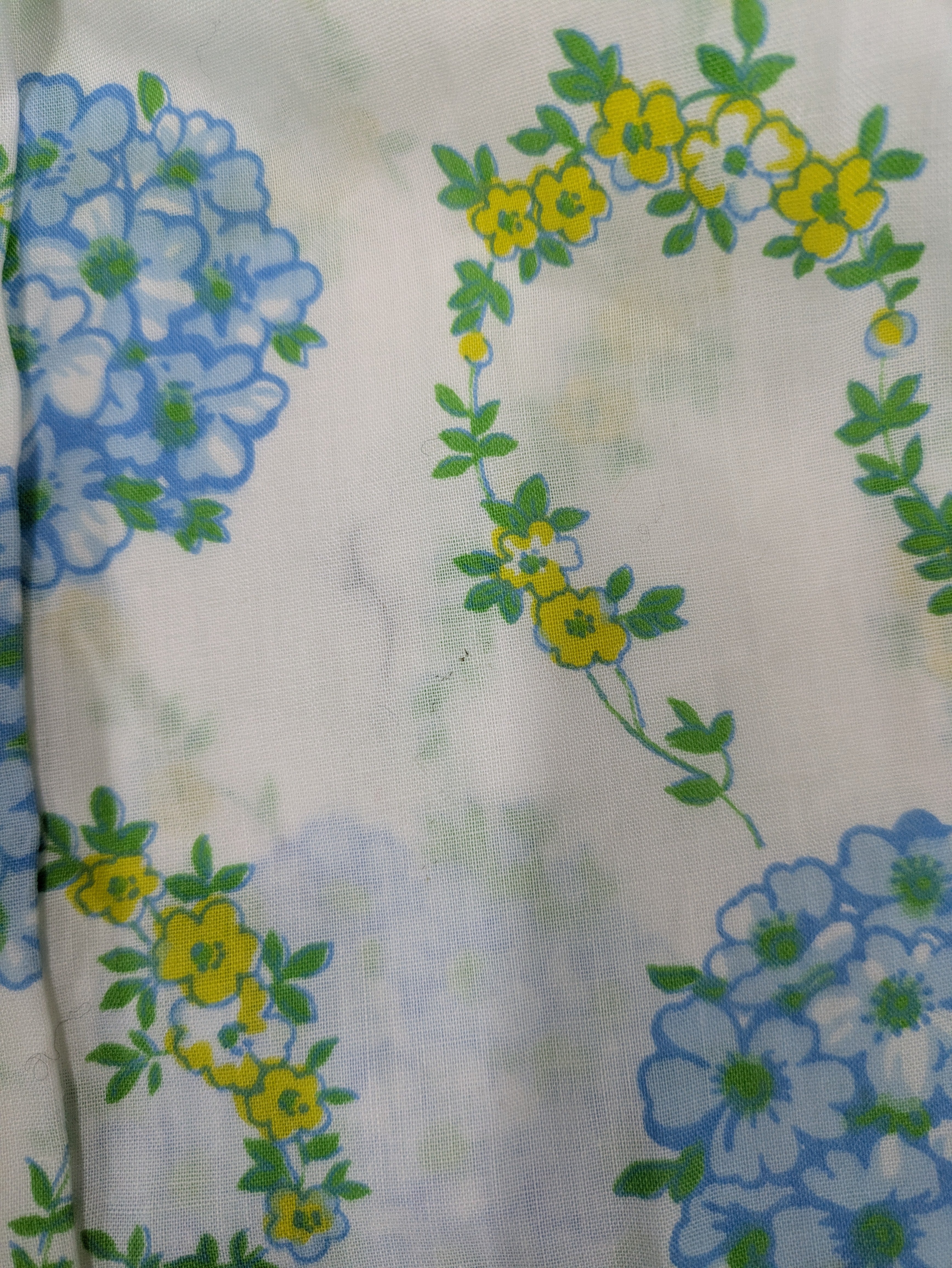 70's PERMANENT PRESS Floral Blouse White