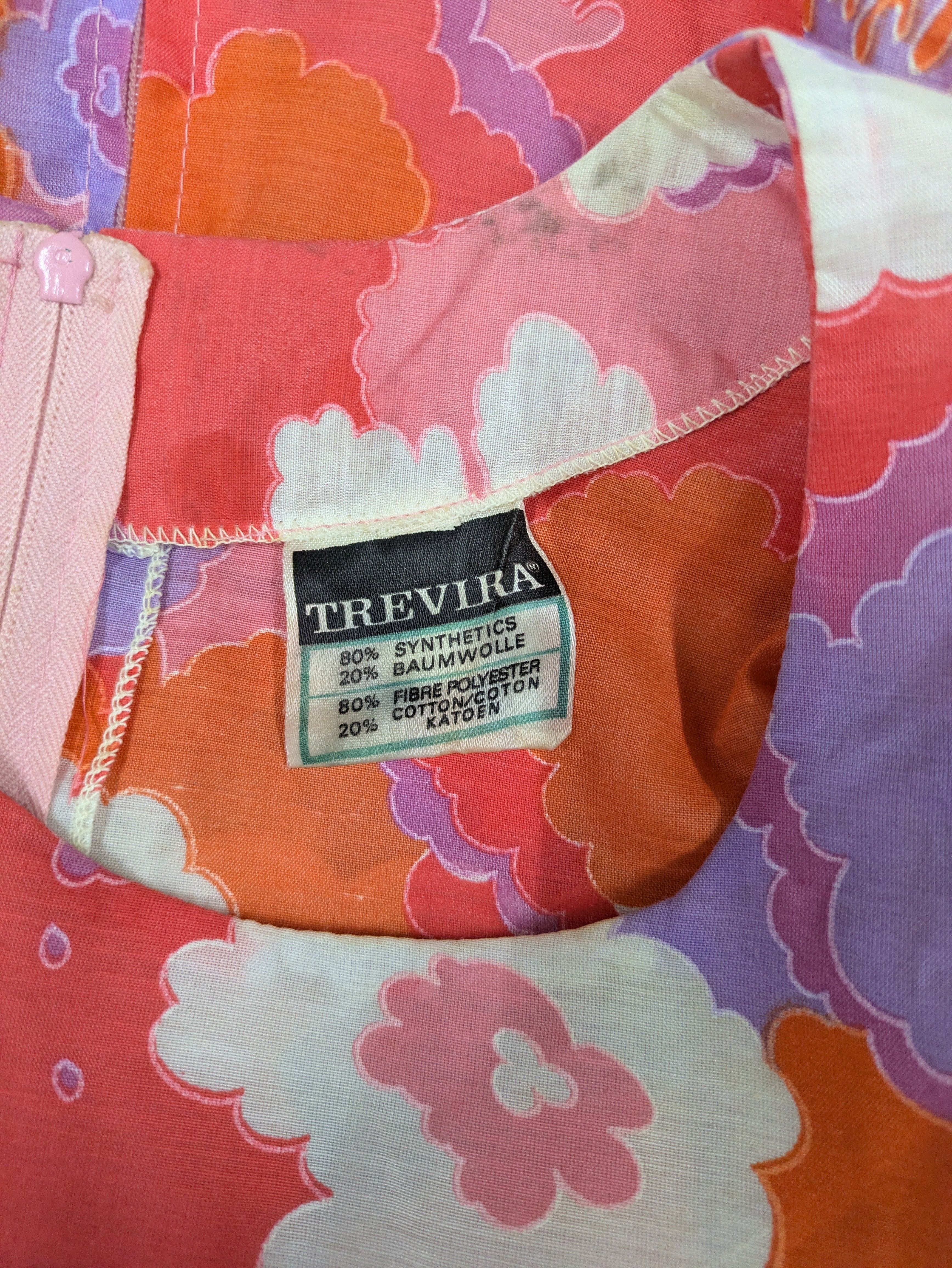 60's-70's TREVIRA Mini Dress Pink/Orange