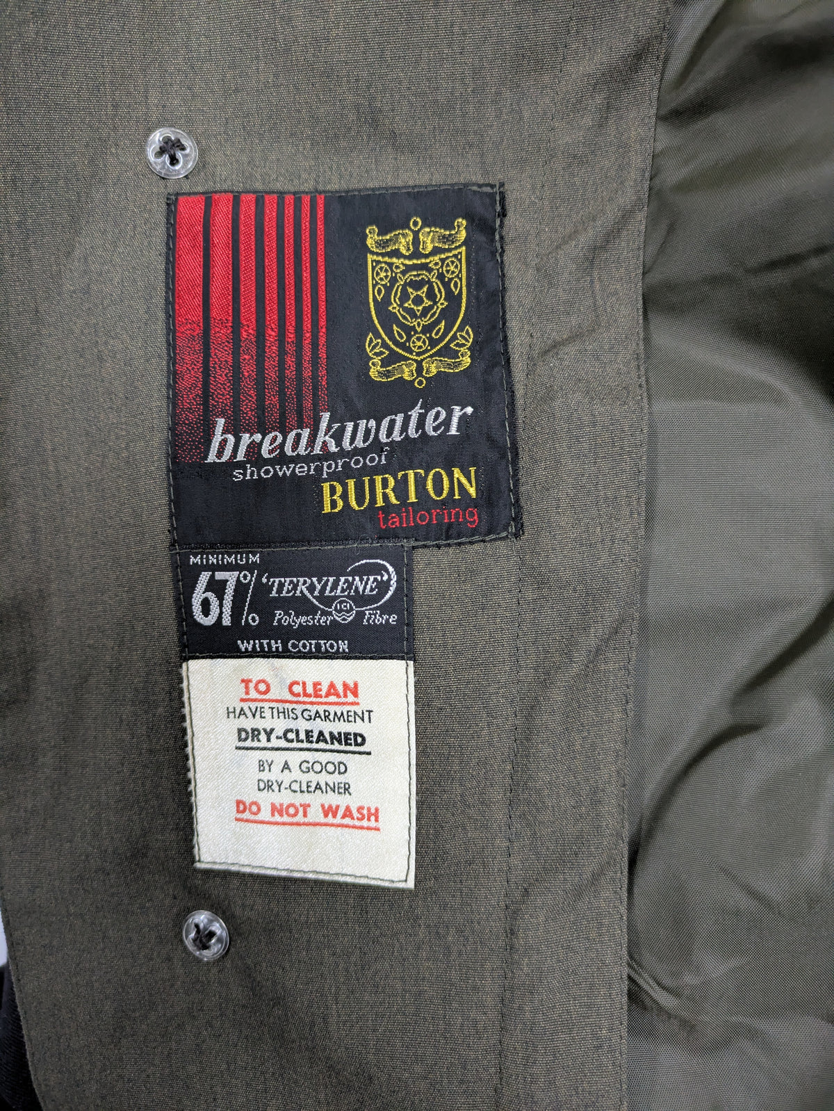 60's-70's Burton Menswear London Break water Coat Khaki