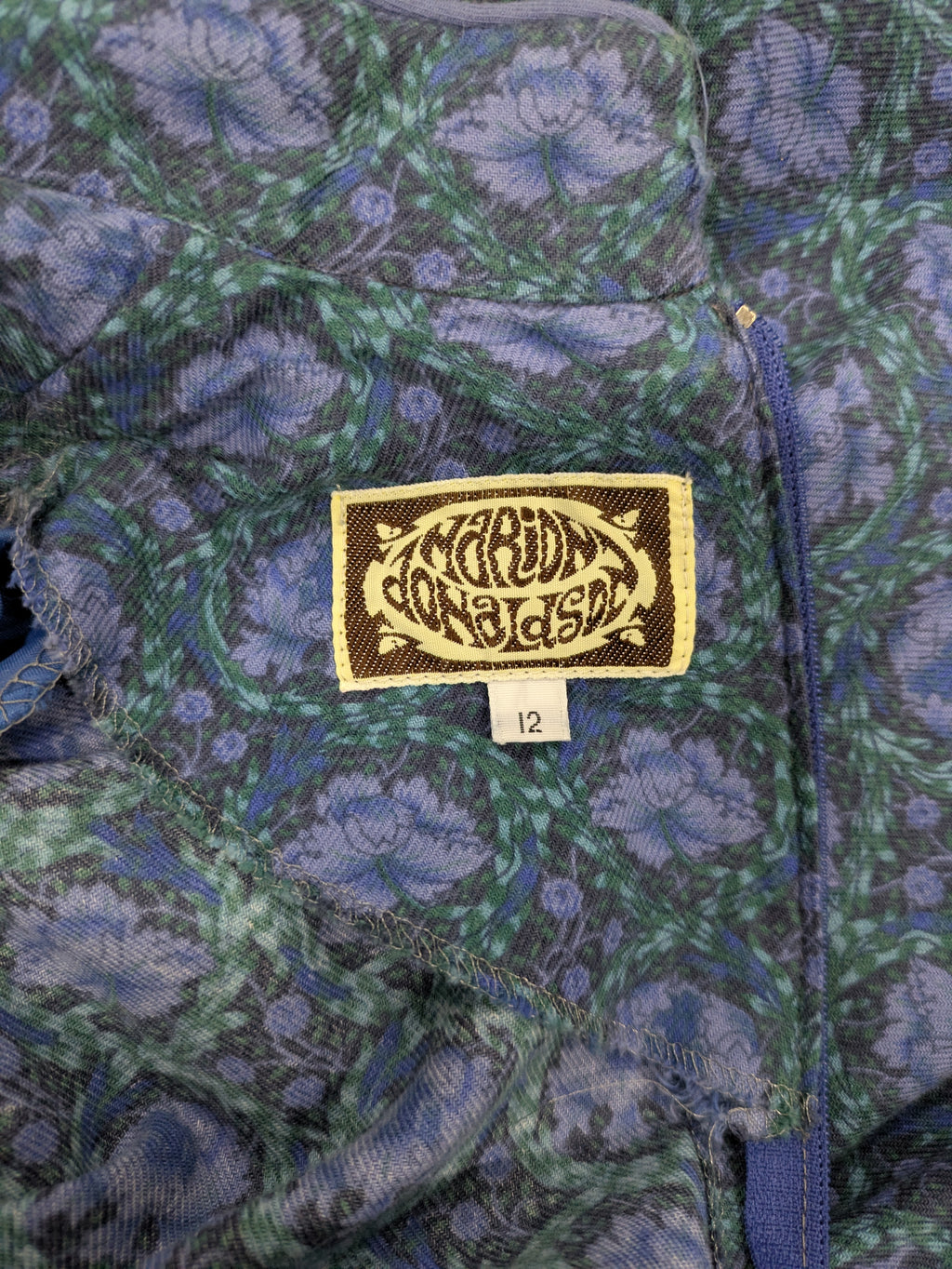 70's Marion Donaldson Liberty Print Prairie Dress Blue