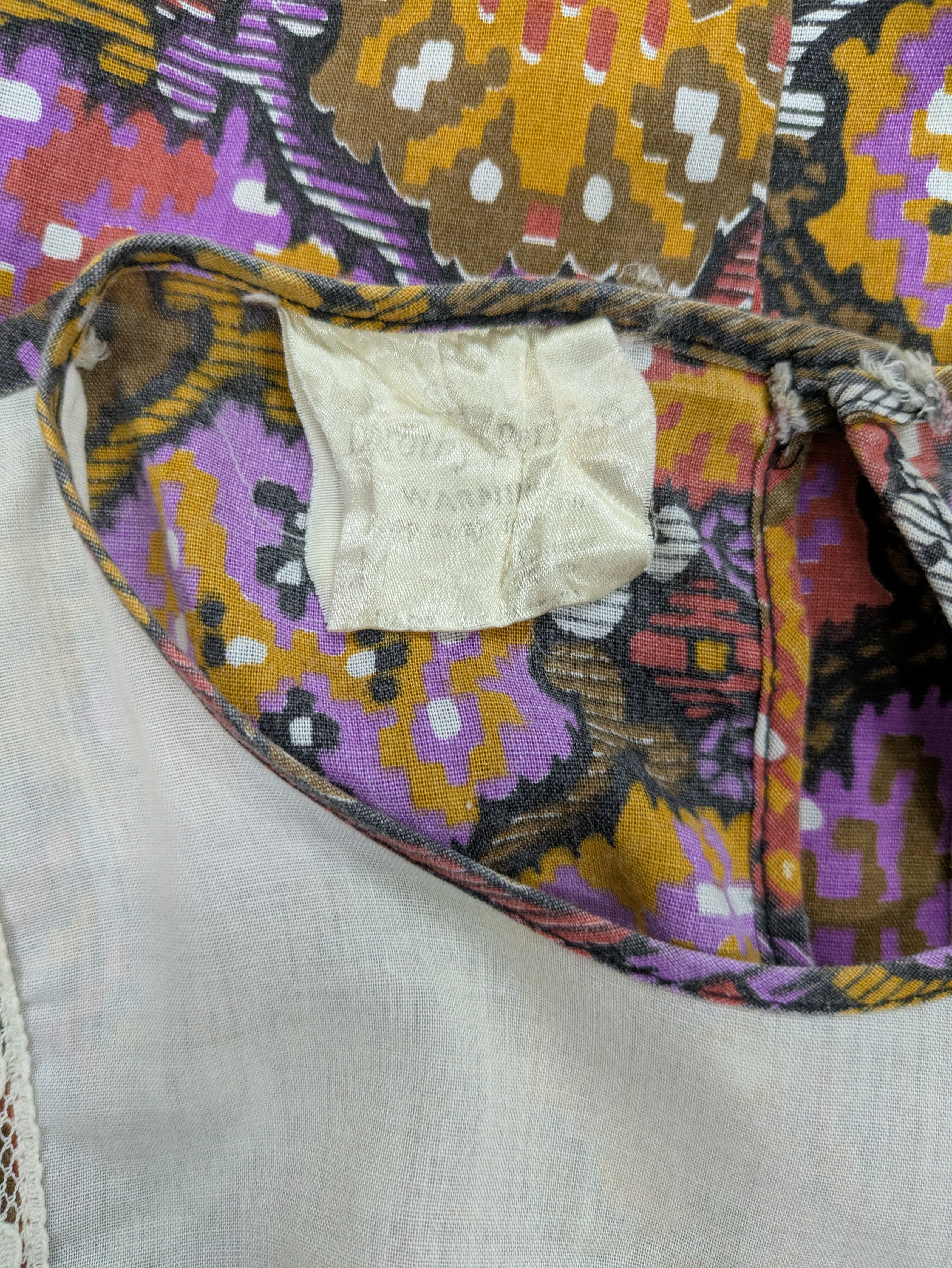 70's DOROTHY PERKINS Psychedelic Maxi Dress Brown