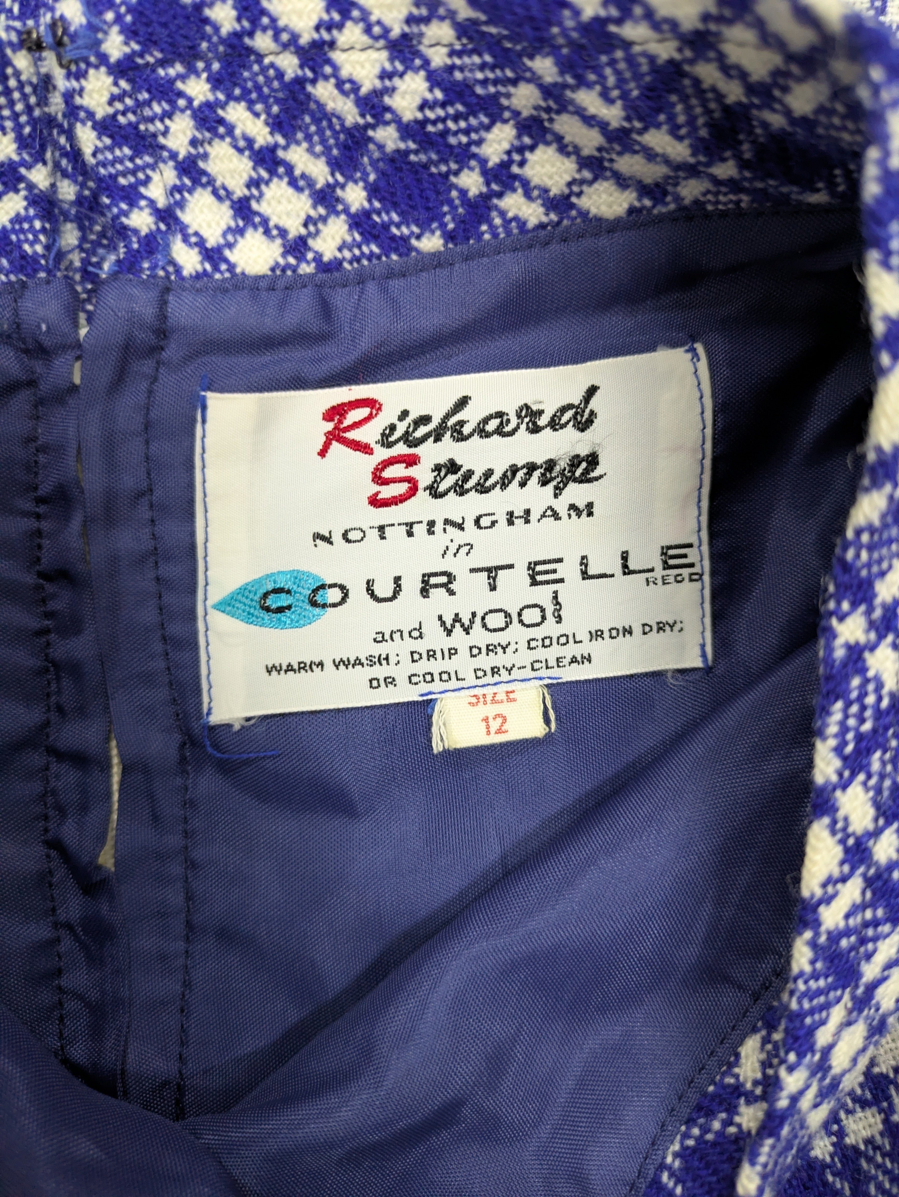 60's Richard Stump Nottingham Checked Mini Dress Blue