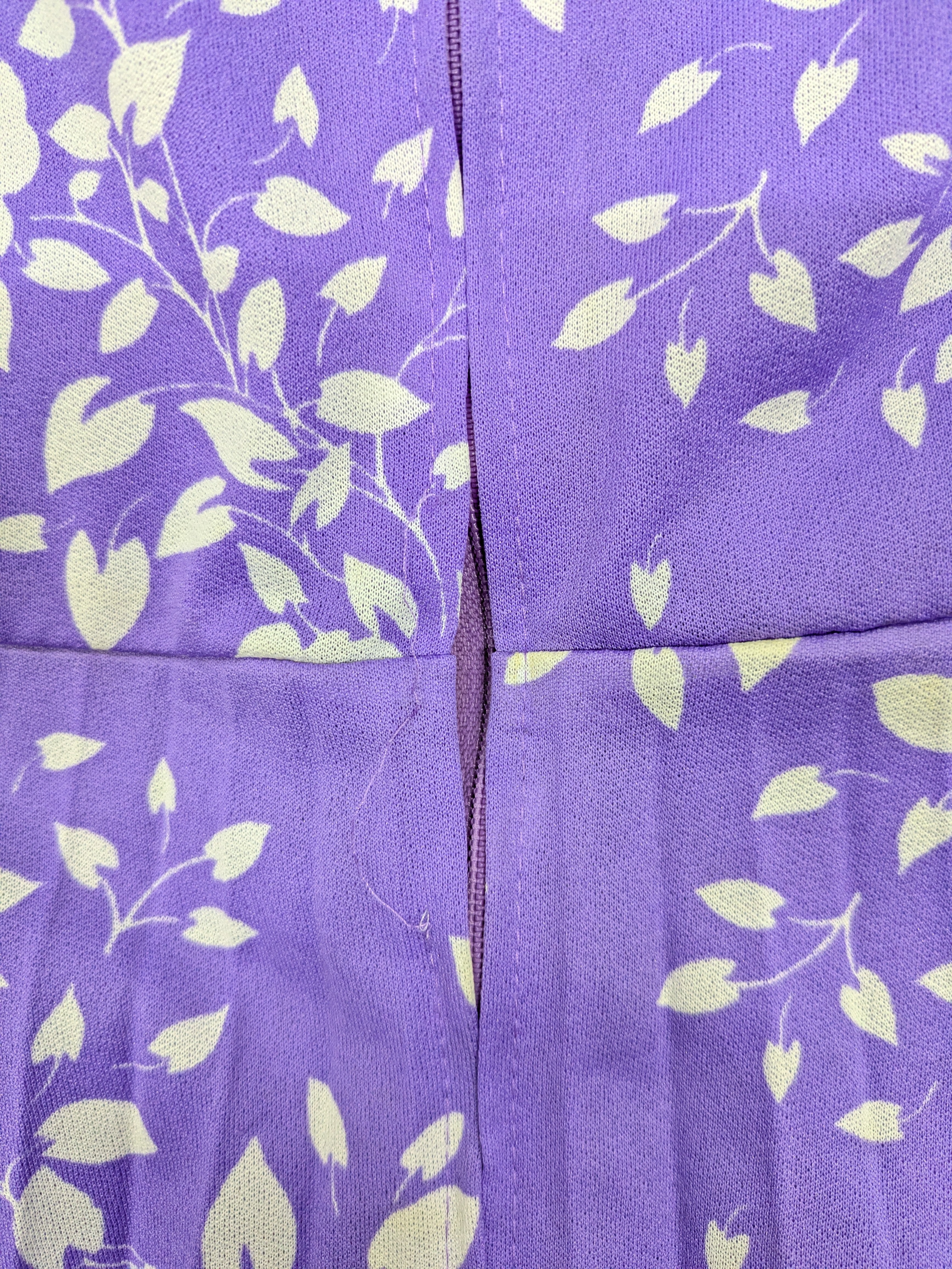 70's-80's Mode Trevira Pleated Midi Dress Purple