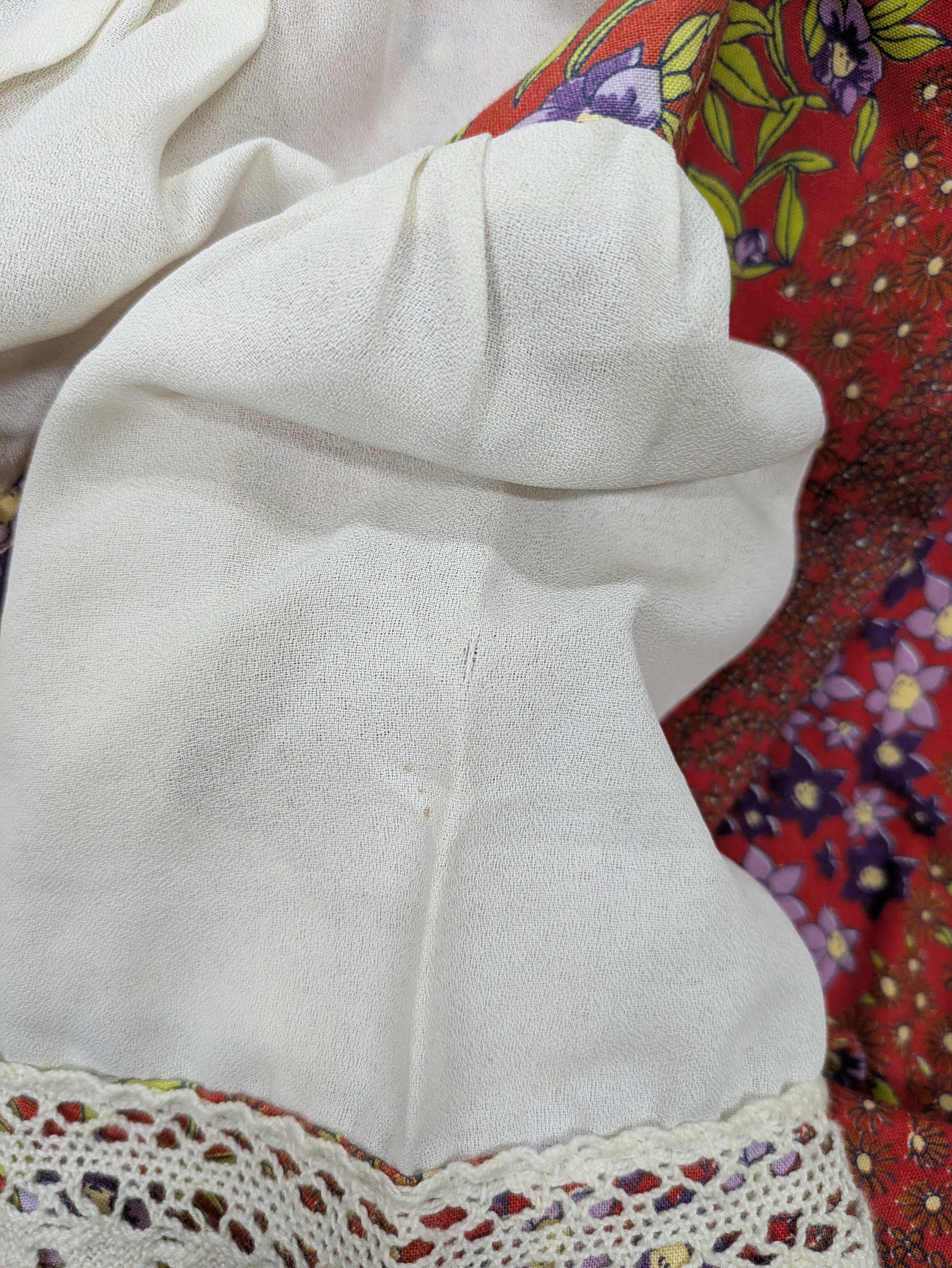 70's Prairie Inspired Floral Cotton Dress Red