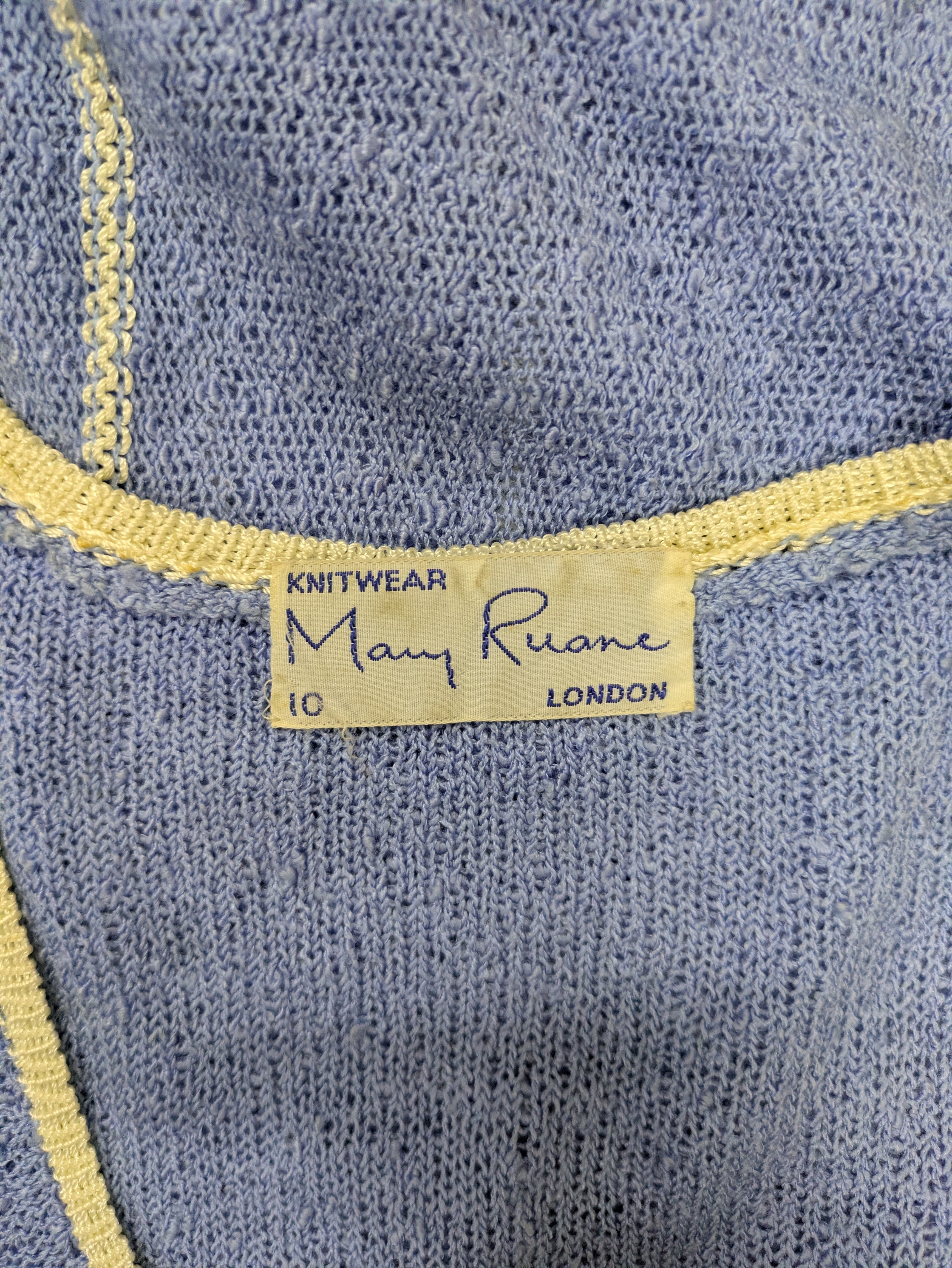 70's Mary Ruane london Embroidered Knit Dress Light Blue