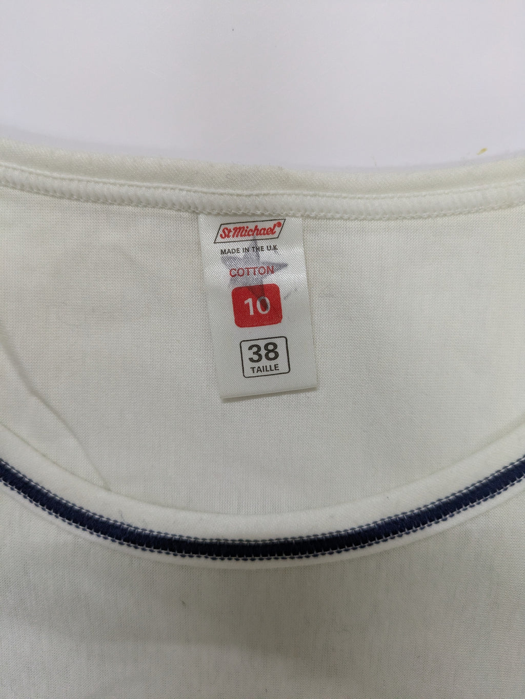 70's St Michael's Cotton T-Shirt White/Navy