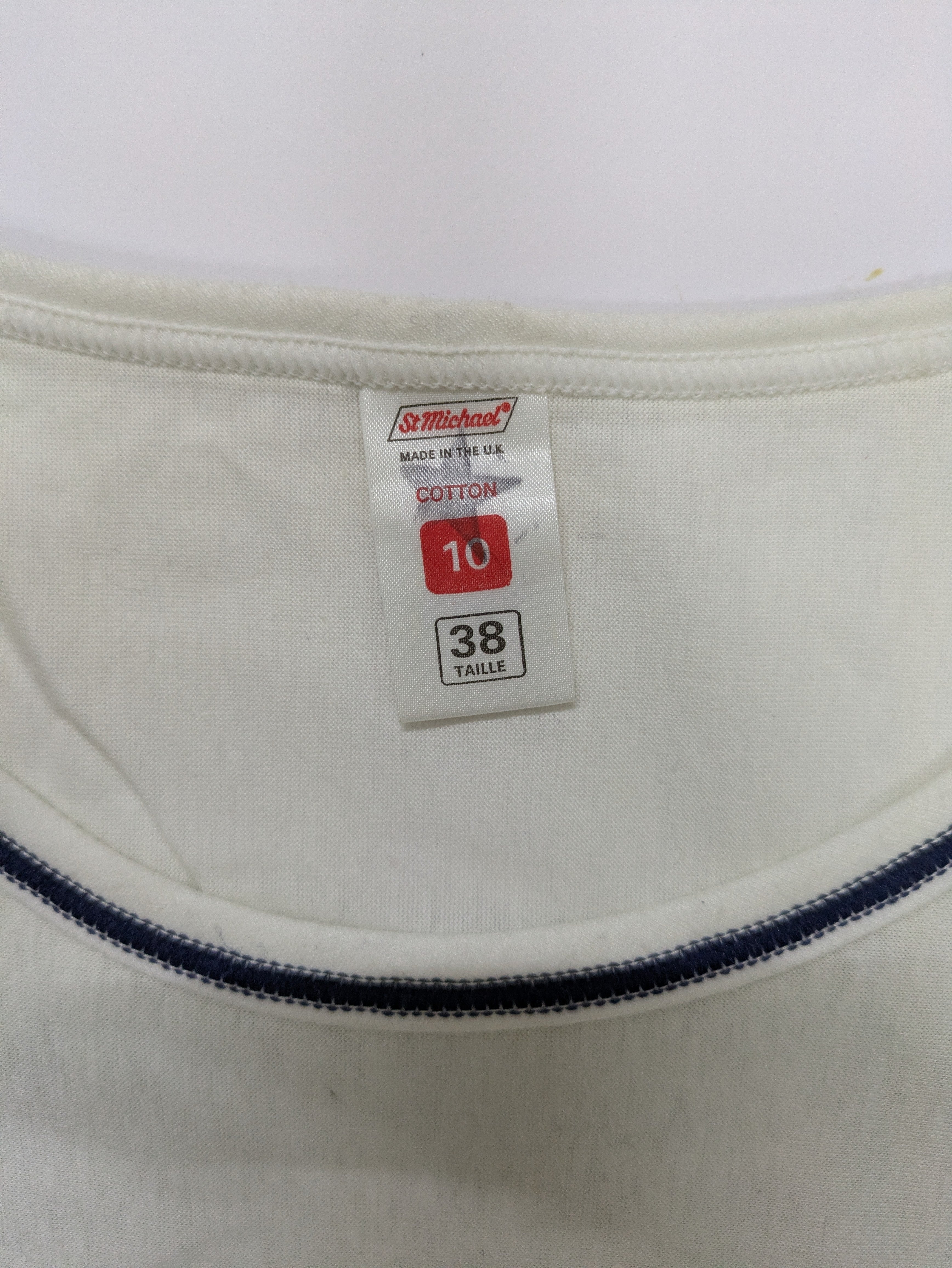 70's St Michael's Cotton T-Shirt White/Navy