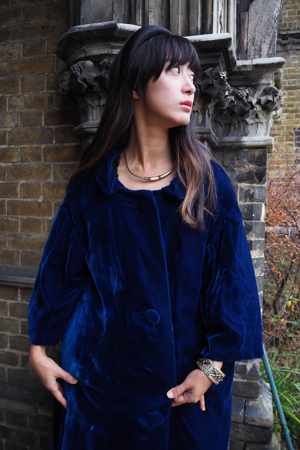 70s Vintage Blue Velvet Opera Cape - European Evening Wear