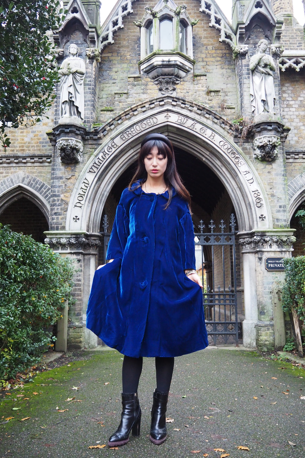 70s Vintage Blue Velvet Opera Cape - European Evening Wear
