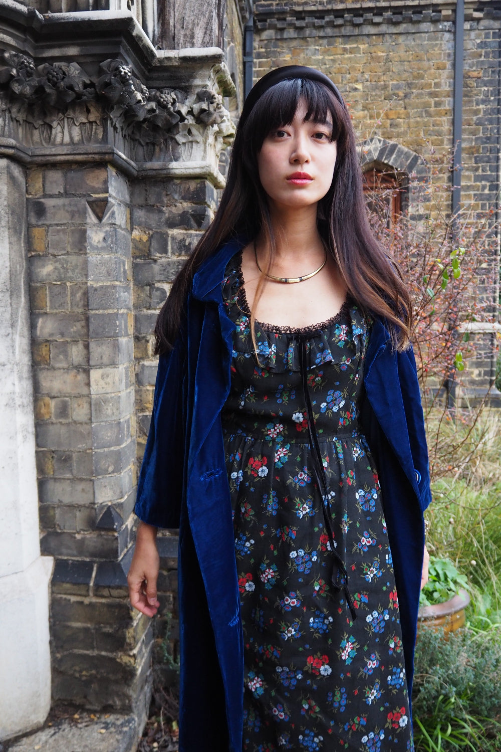 70s Vintage Blue Velvet Opera Cape - European Evening Wear