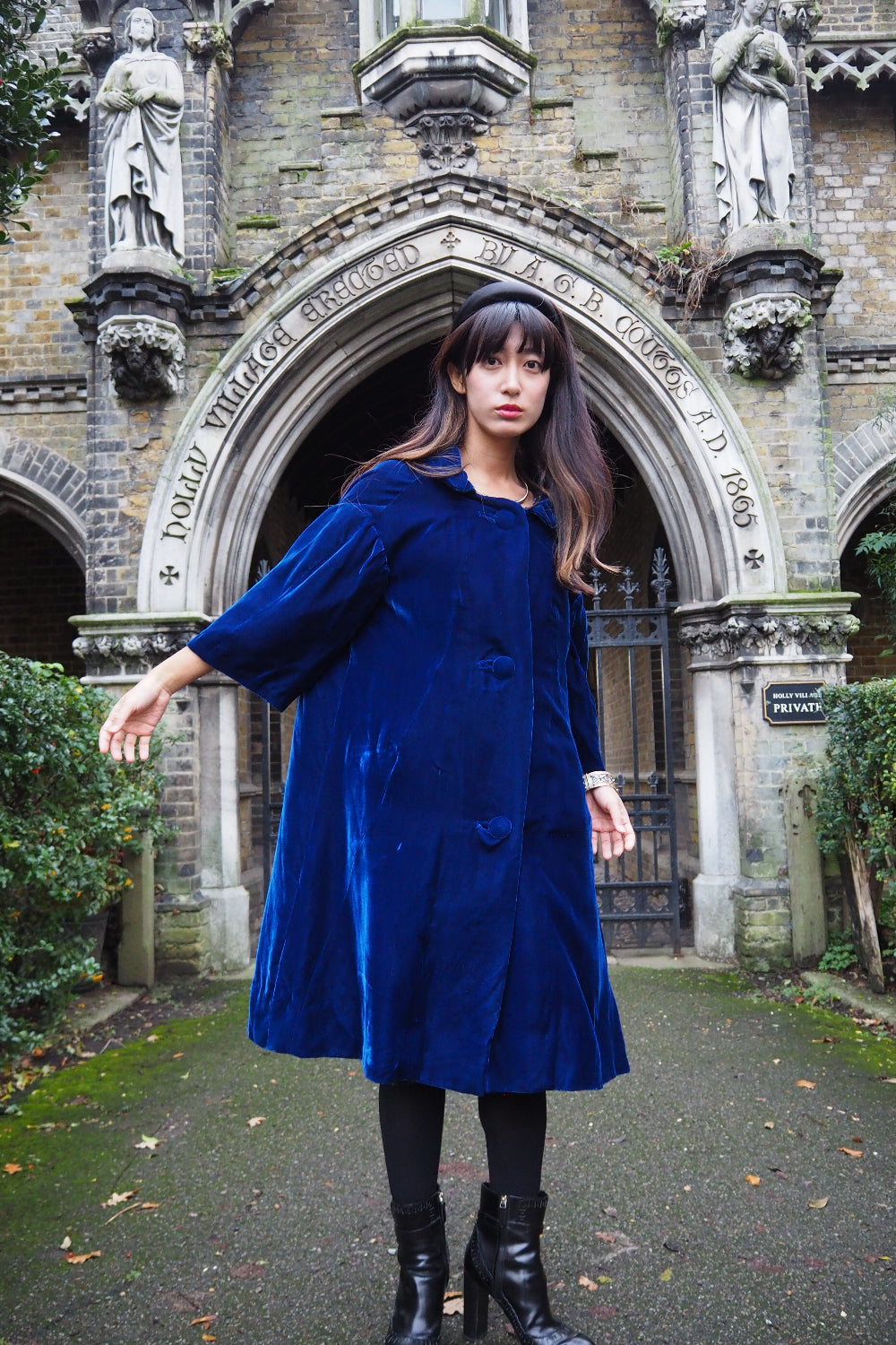 70s Vintage Blue Velvet Opera Cape - European Evening Wear