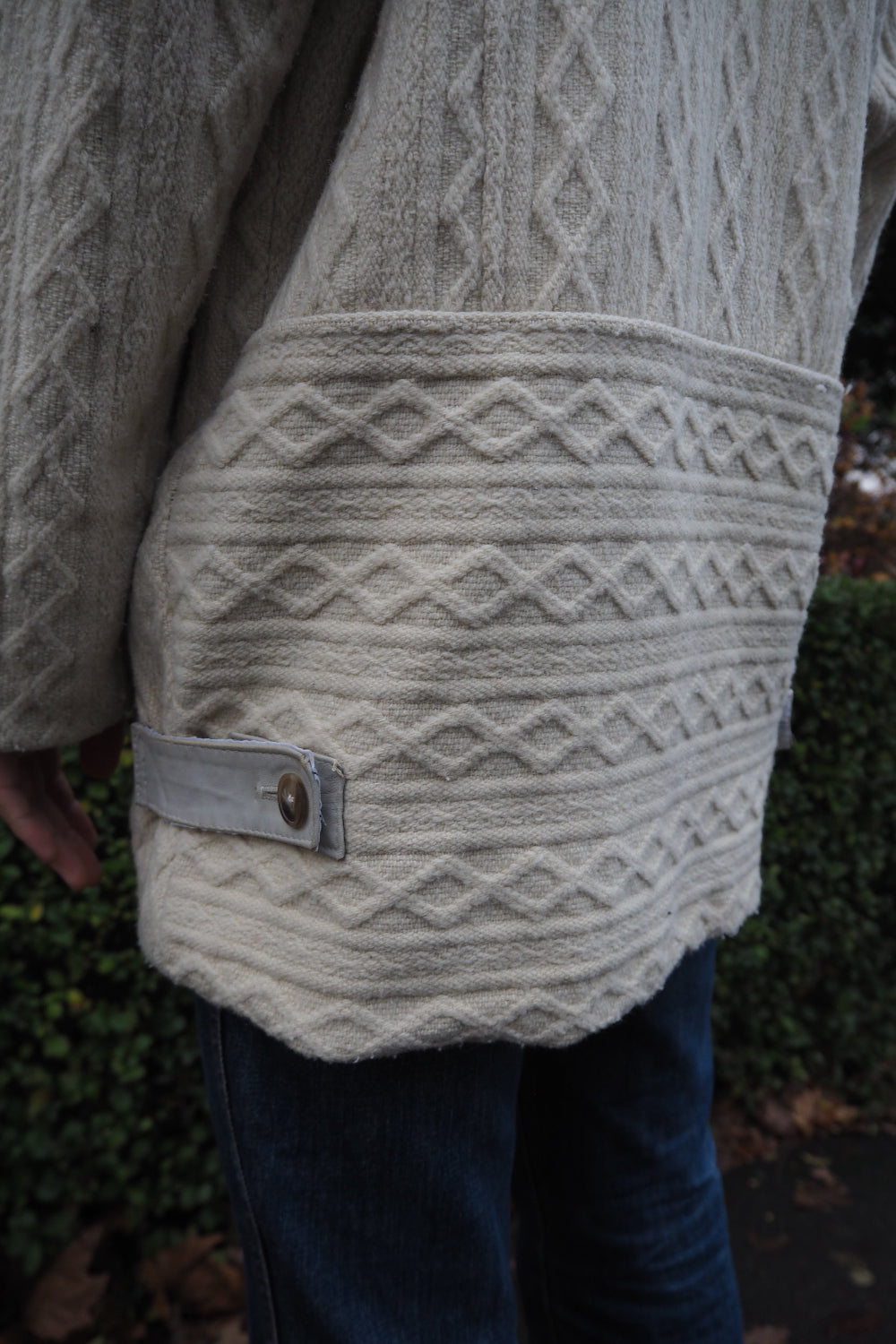 70s BRUTE Knit Duffle Coat | UK Ivory Leather Details Unisex