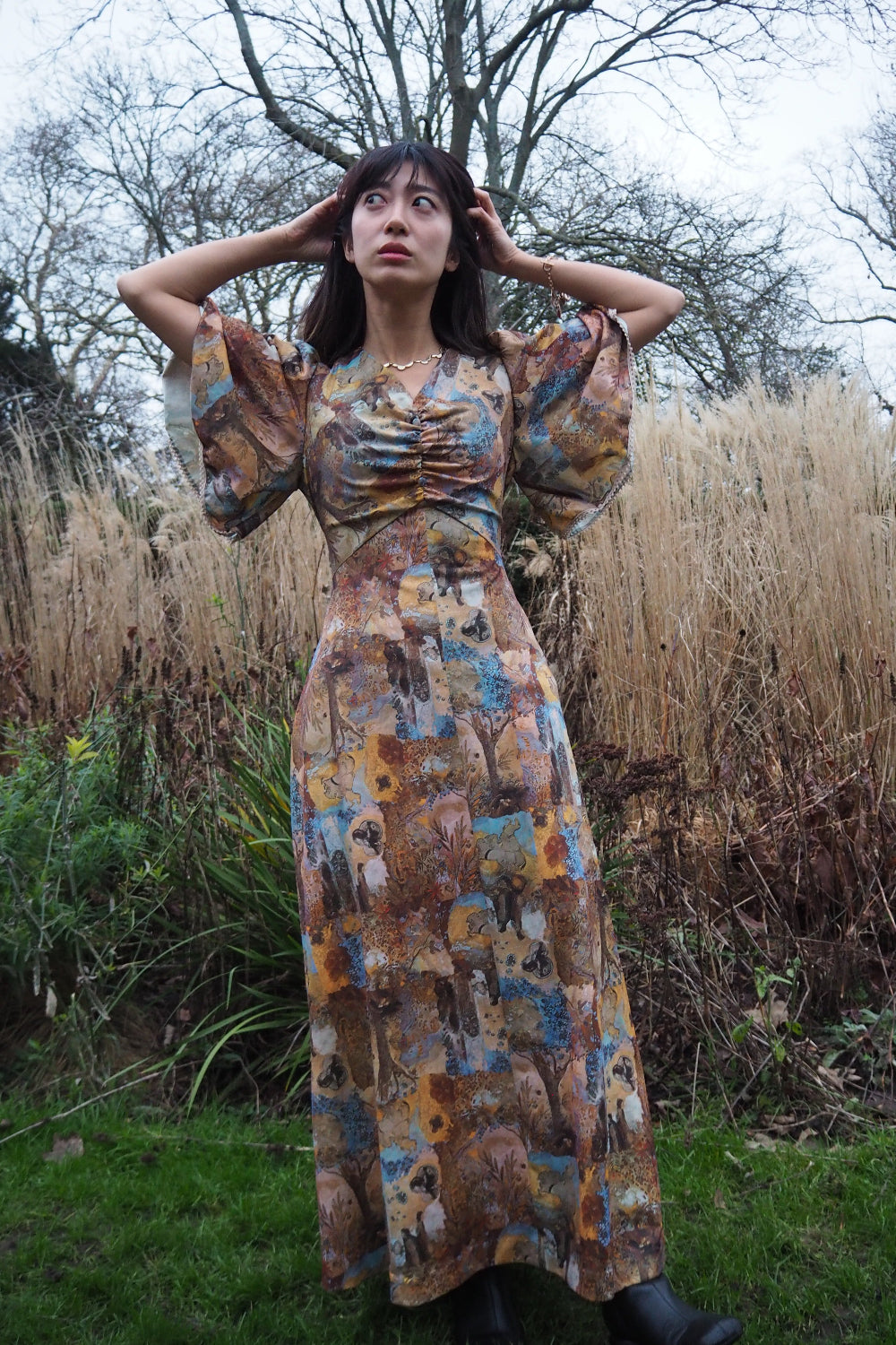 70s Vintage Artistic Maxi dress