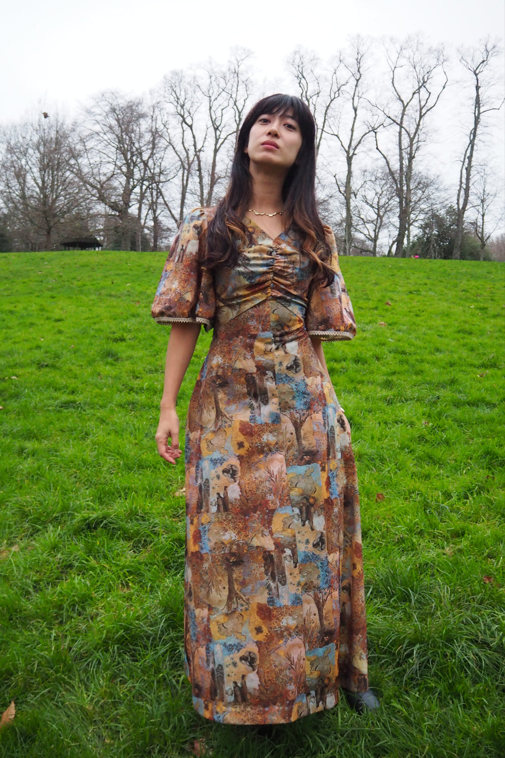 70s Vintage Artistic Maxi dress