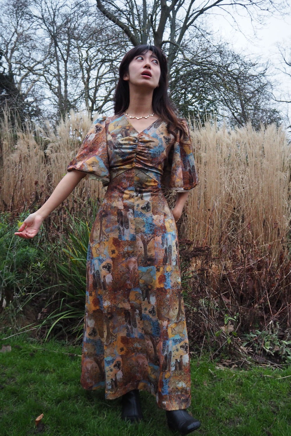 70s Vintage Artistic Maxi dress
