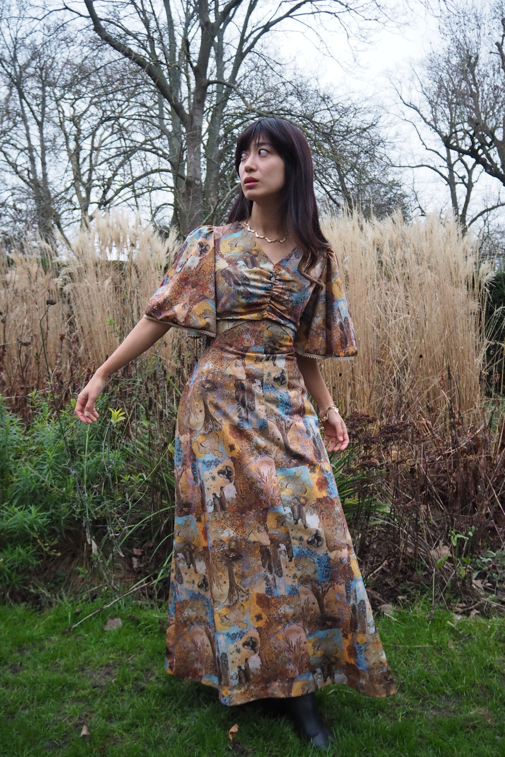 70s Vintage Artistic Maxi dress
