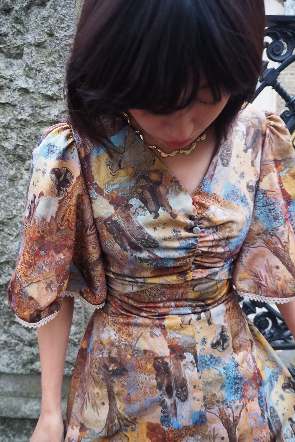 70s Vintage Artistic Maxi dress