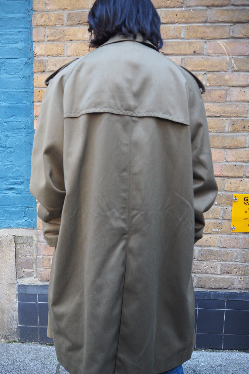 70's Spanish Military Trench Coat Lorca Industrial | Olive Green Leather Button Coat