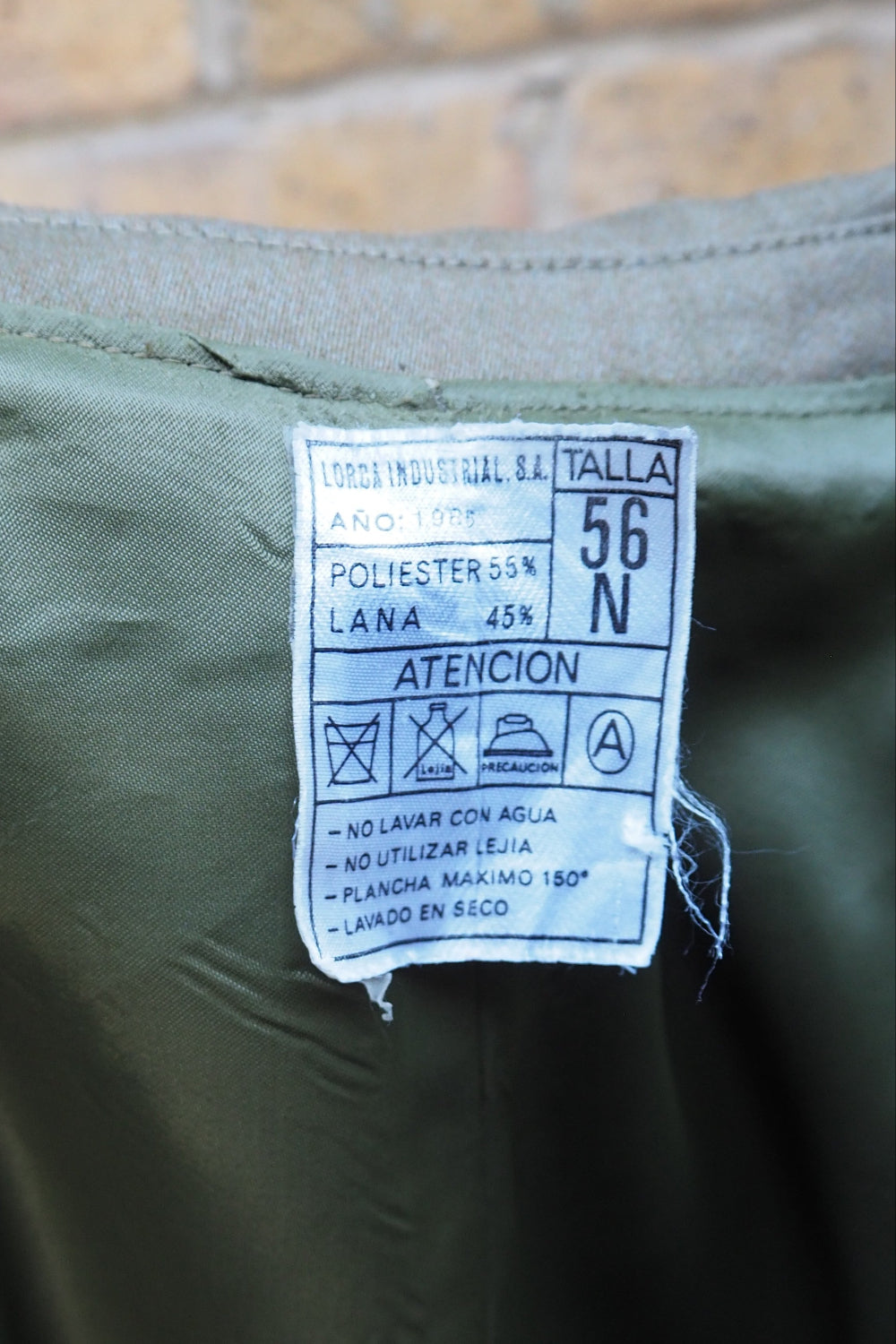 70's Spanish Military Trench Coat Lorca Industrial | Olive Green Leather Button Coat