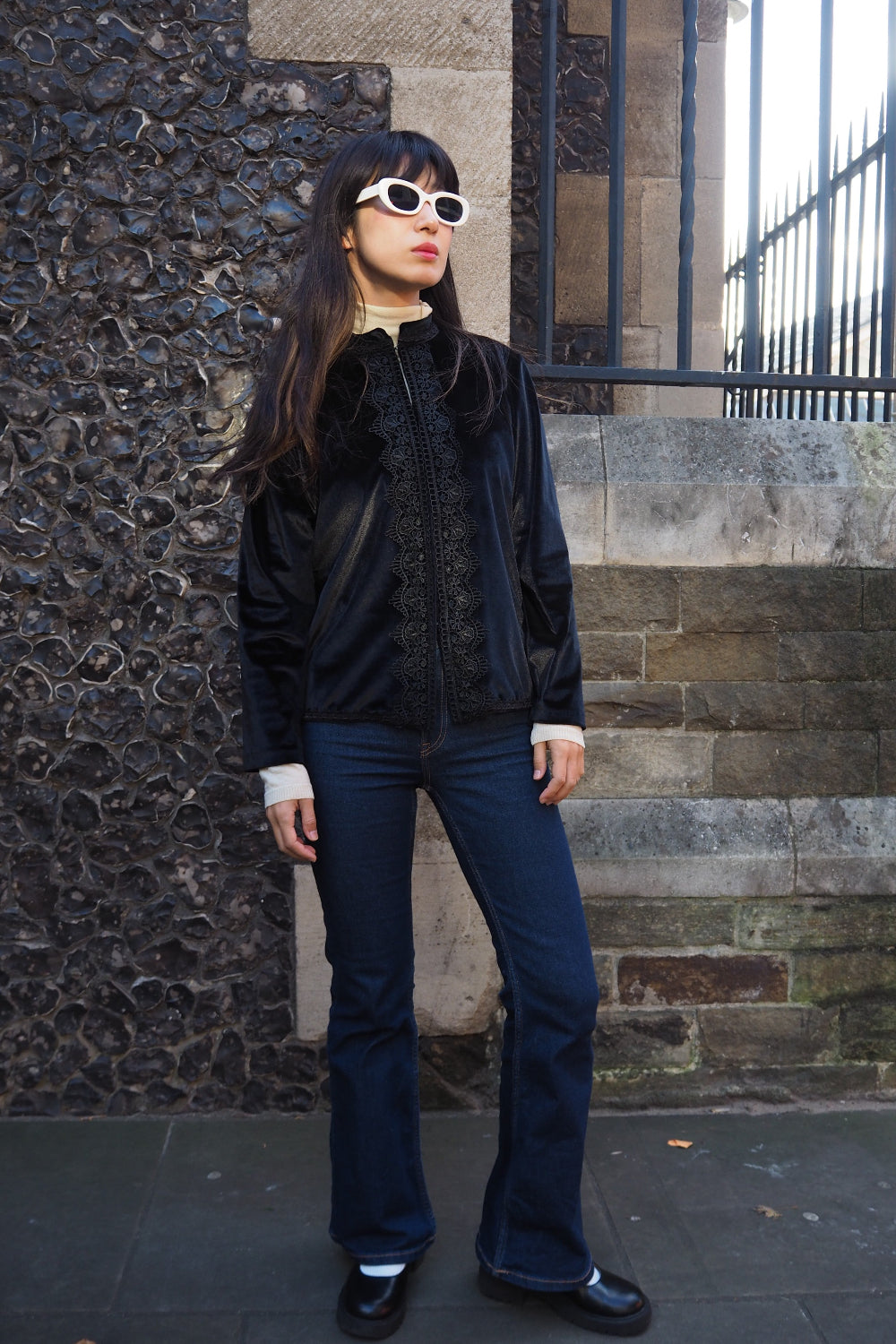 Dead Stock OYSHO Velvet Jacket | Spain Black Retro Design