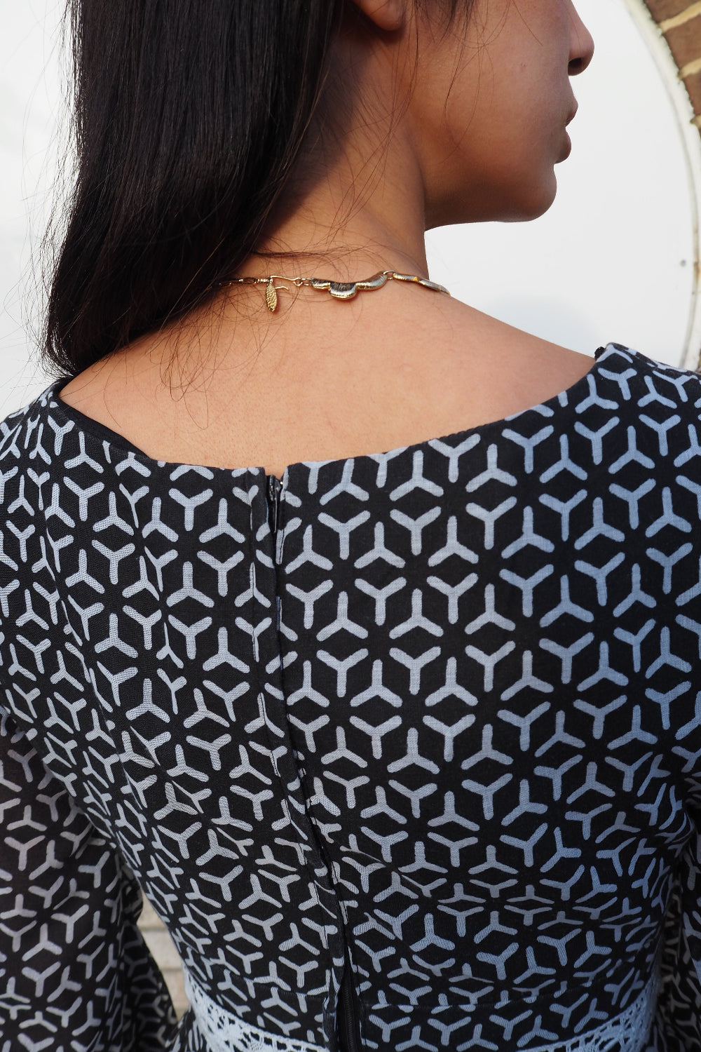 70's Geometric Lace Dress Berkertex England | Balloon Sleeve Maxi Dress