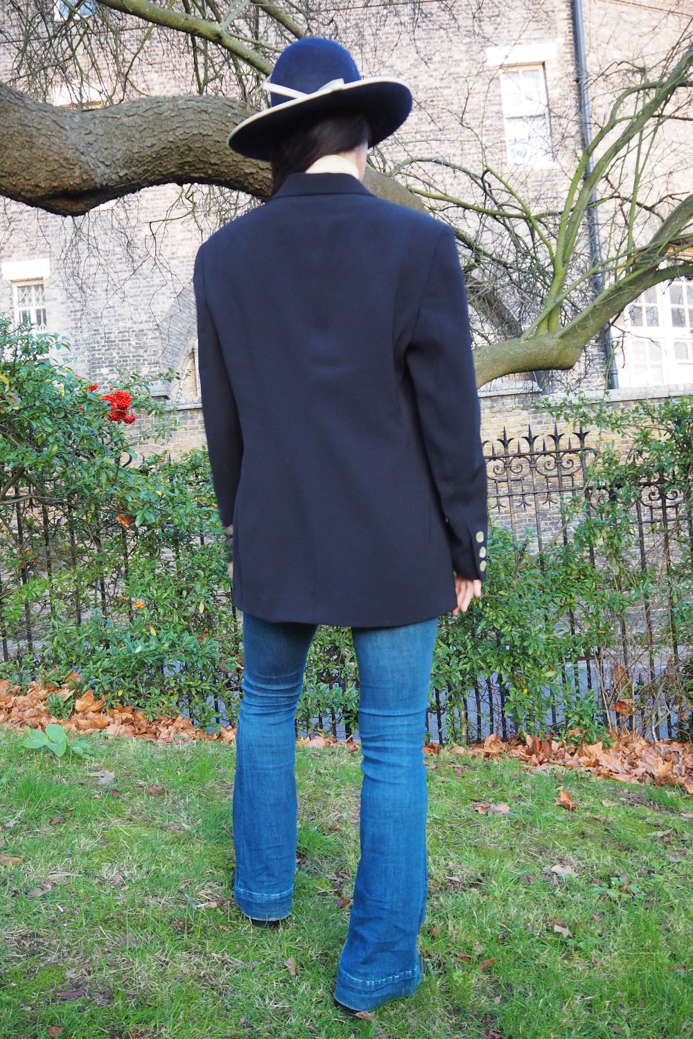 70s Rita Nazzari Double Jacket with Shell Buttons | Paris Navy