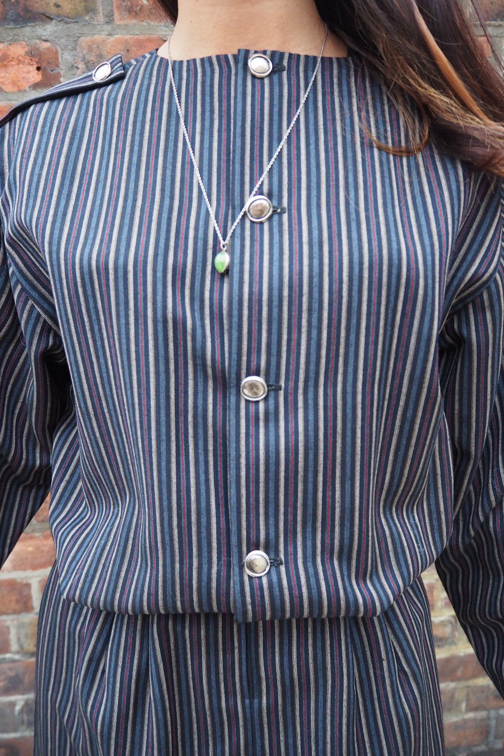 80s Vintage striped straight dress