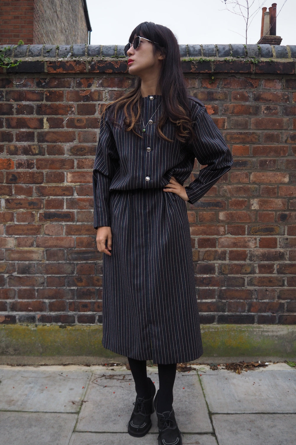80s Vintage striped straight dress