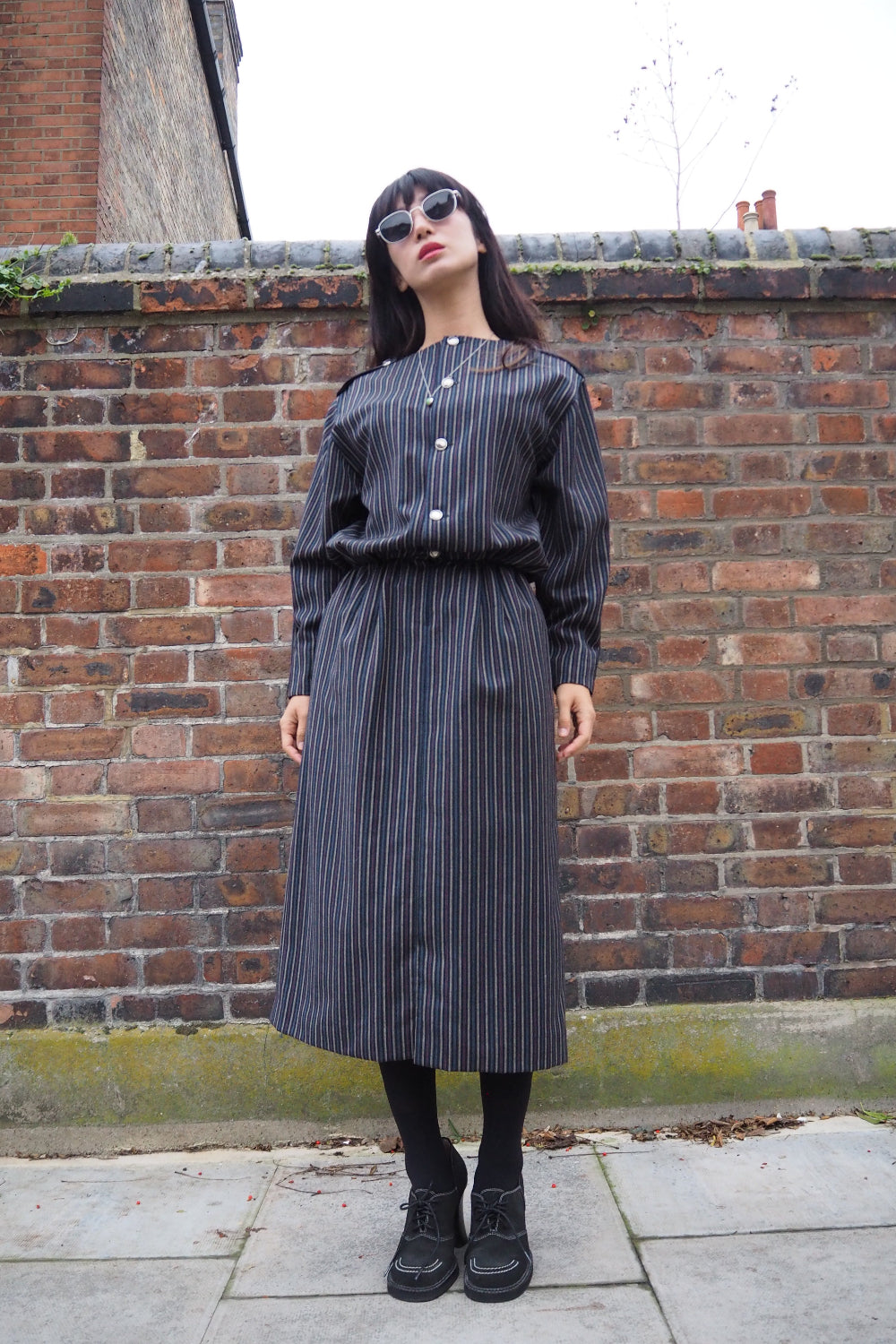 80s Vintage striped straight dress