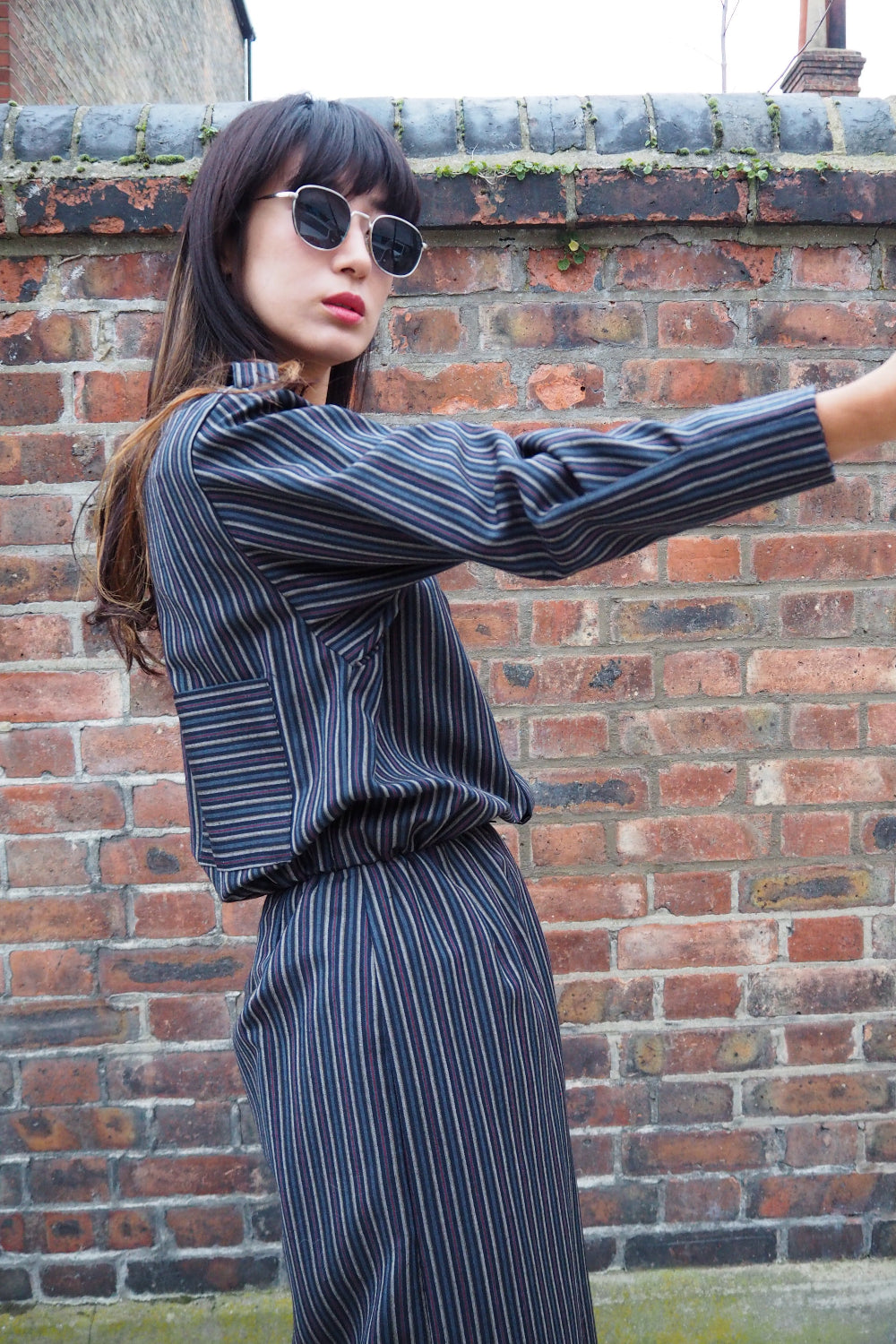 80s Vintage striped straight dress