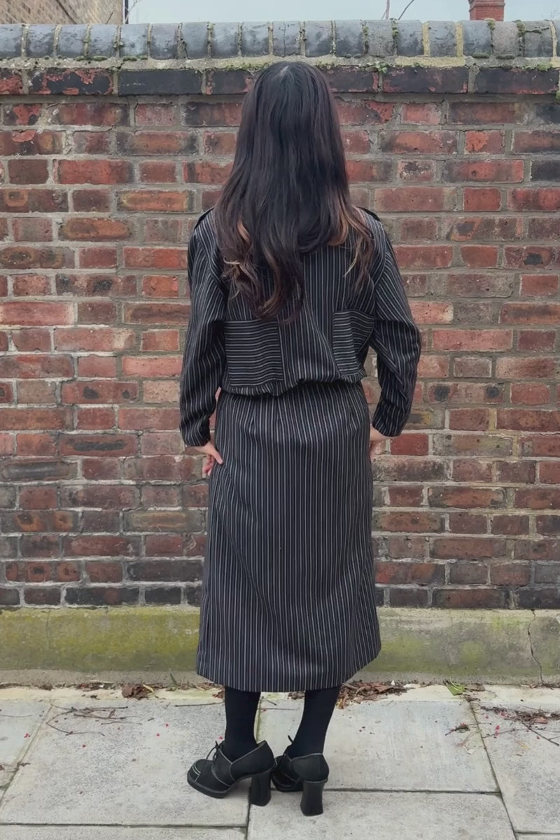 80s Vintage striped straight dress