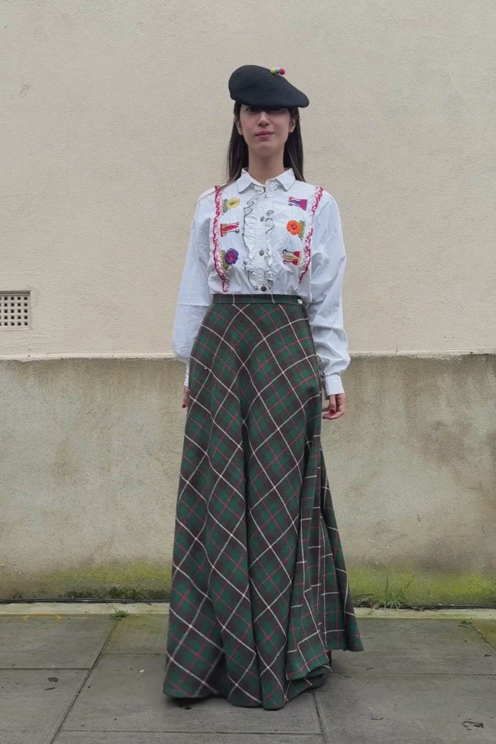 Scottish Tartan Check Long Skirt