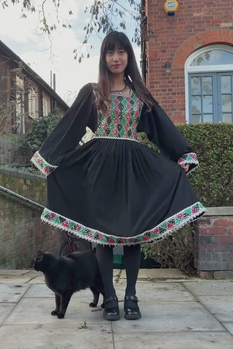 70's Afghan Style Mirror Work Dress