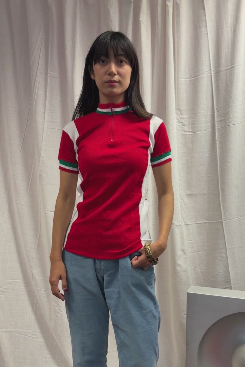 70's Deadstock Italian Cycling Shirt Red