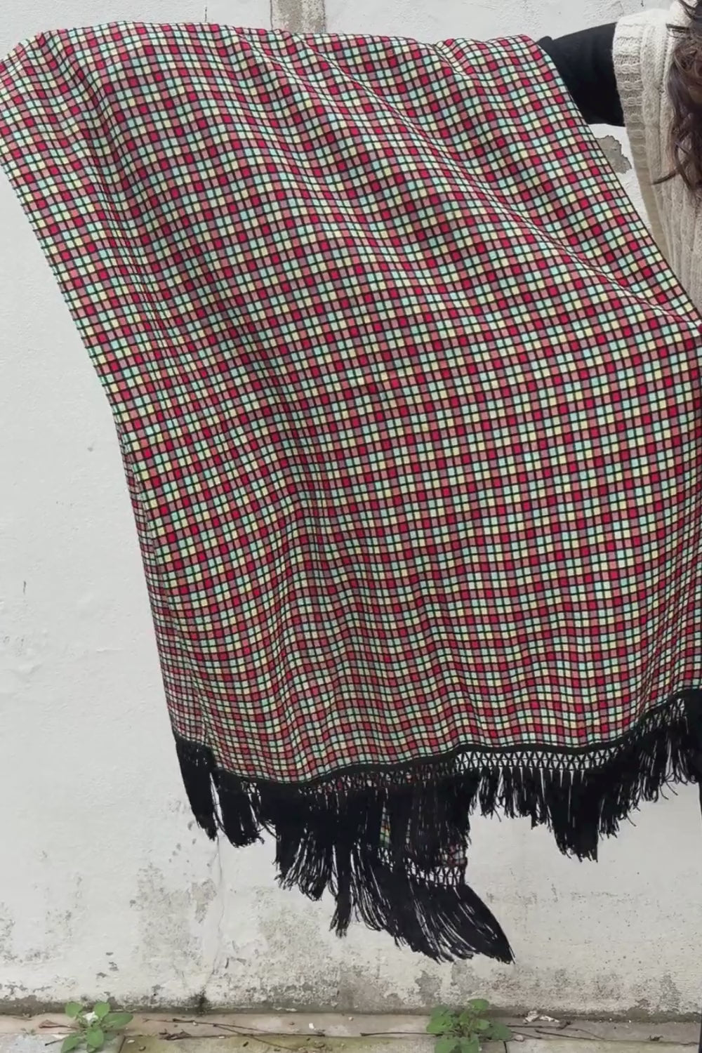 70sVintageMultiColorPopFringeStole4