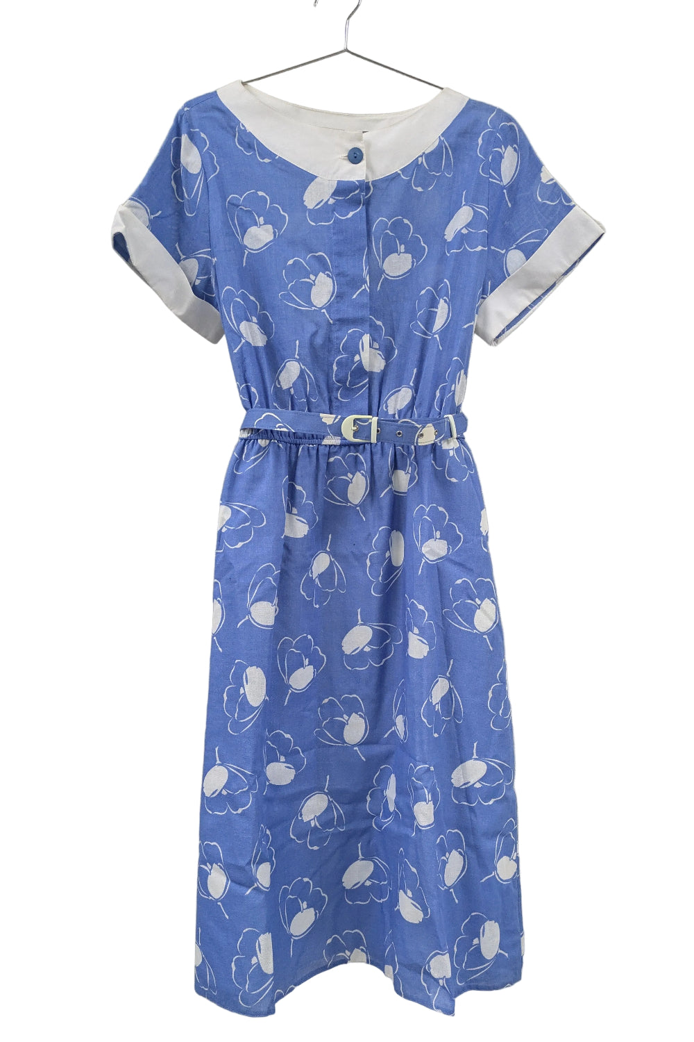 70's Vintage Susan Barry London Floral Cotton Midi Dress with Belt